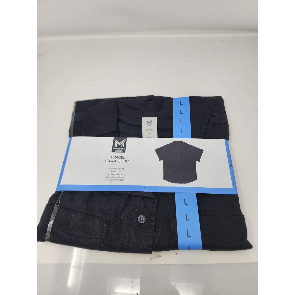 Member's Mark Womens Tencel Camp Shirt Black Lyocell Casual Size Large